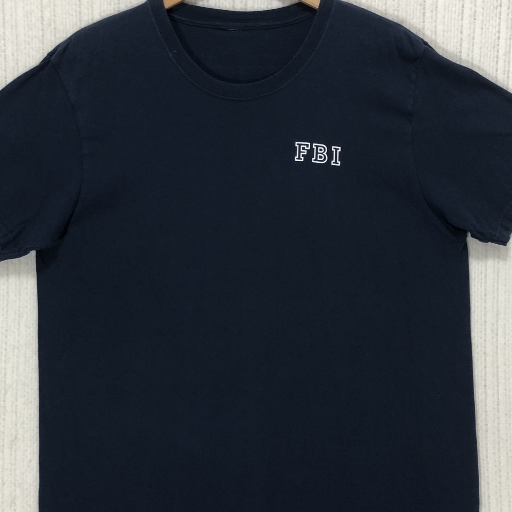 FBI Navy Blue Graphic T-Shirt Short Sleeve Crew Neck Novelty Tee Mens XL